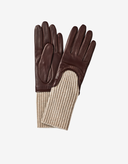 Beautiful wool rib gloves in bordeaux